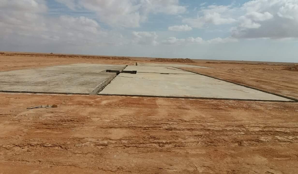 Reinforced-concrete pads at a drilling location.